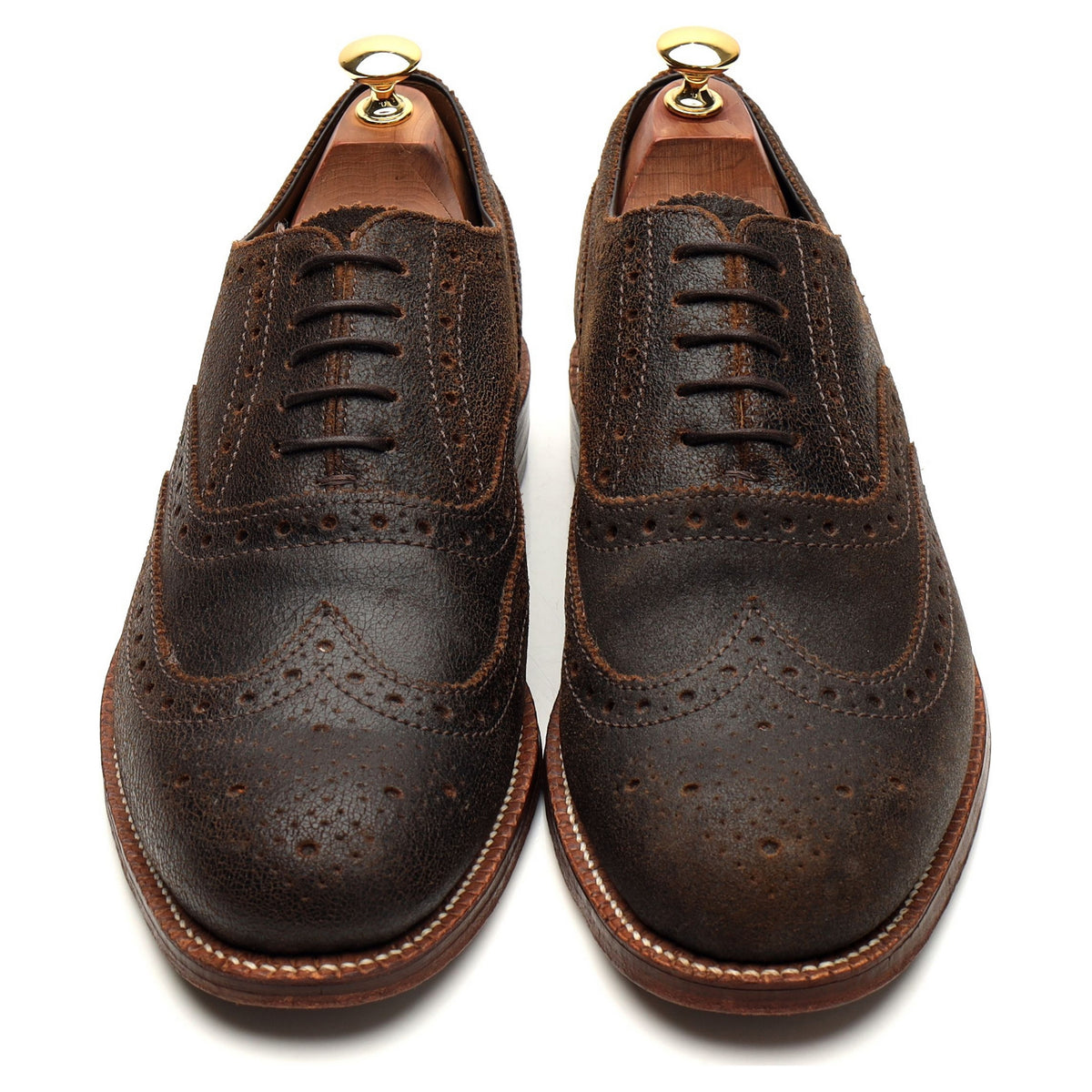 &#39;Stanley&#39; Dark Brown Waxed Suede Oxford Brogues UK 9.5 G