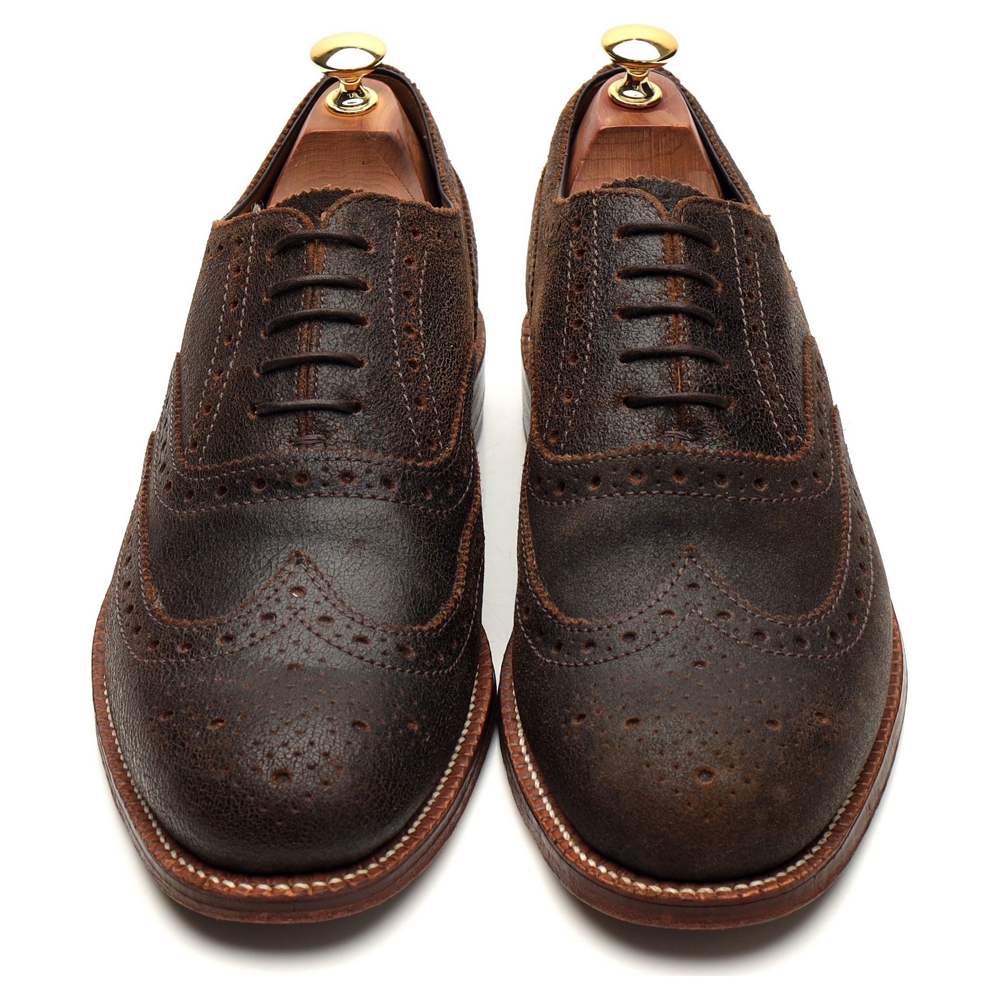 'Stanley' Dark Brown Waxed Suede Oxford Brogues UK G