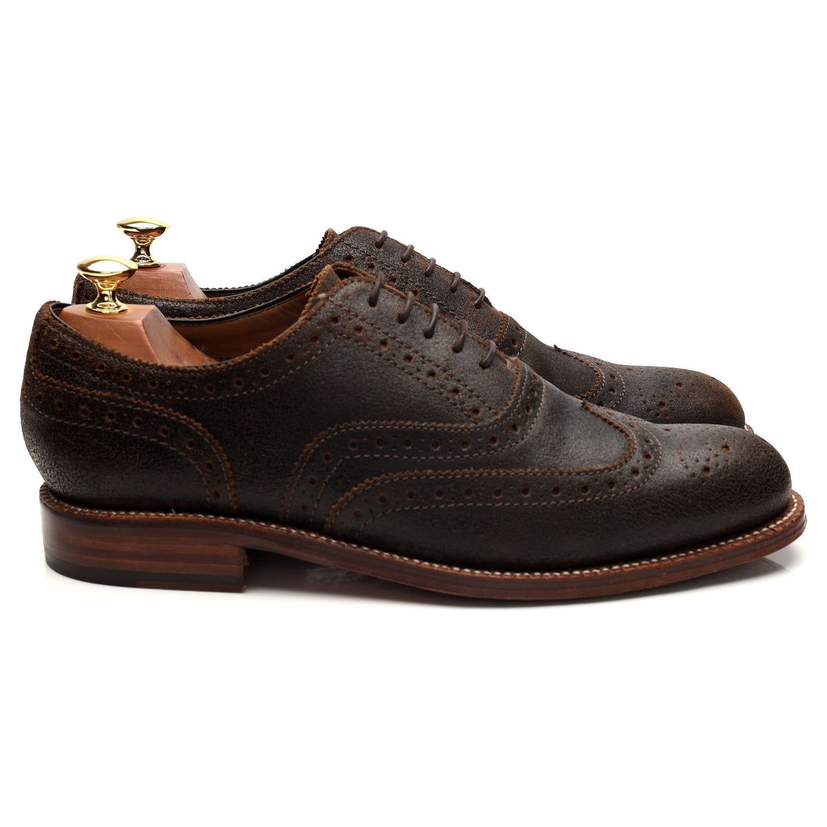 'Stanley' Dark Brown Waxed Suede Oxford Brogues UK G