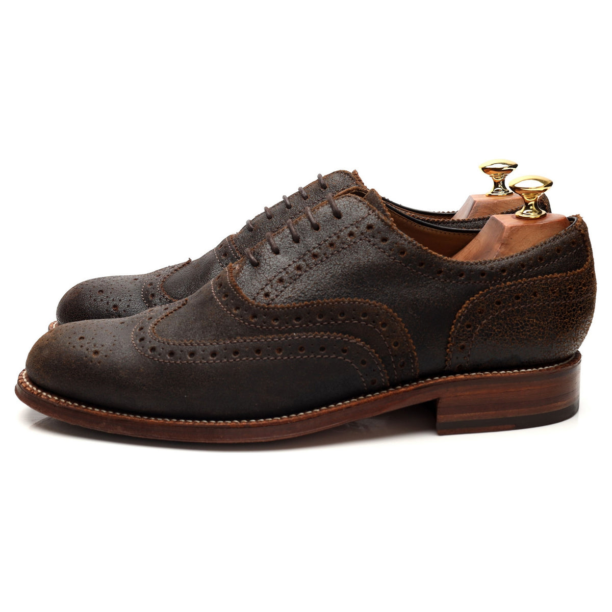 &#39;Stanley&#39; Dark Brown Waxed Suede Oxford Brogues UK 9.5 G