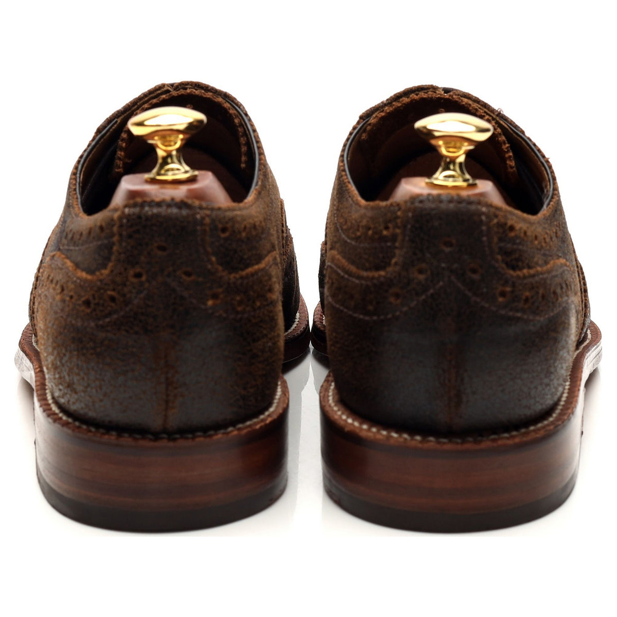 &#39;Stanley&#39; Dark Brown Waxed Suede Oxford Brogues UK 9.5 G