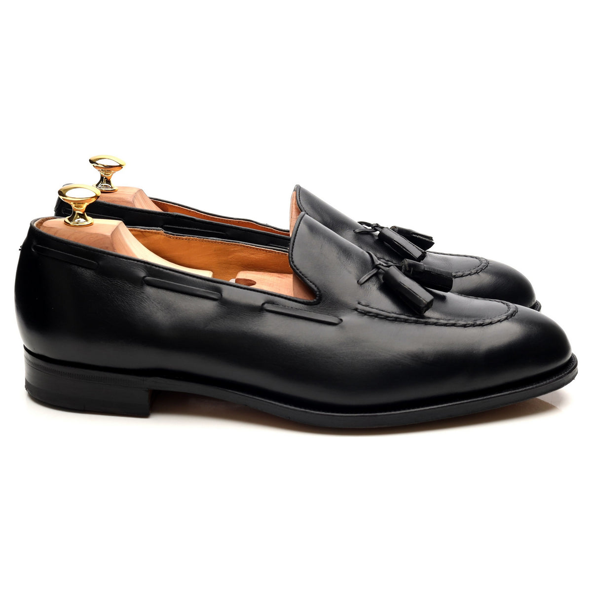 Black Leather Tassel Loafers UK 11