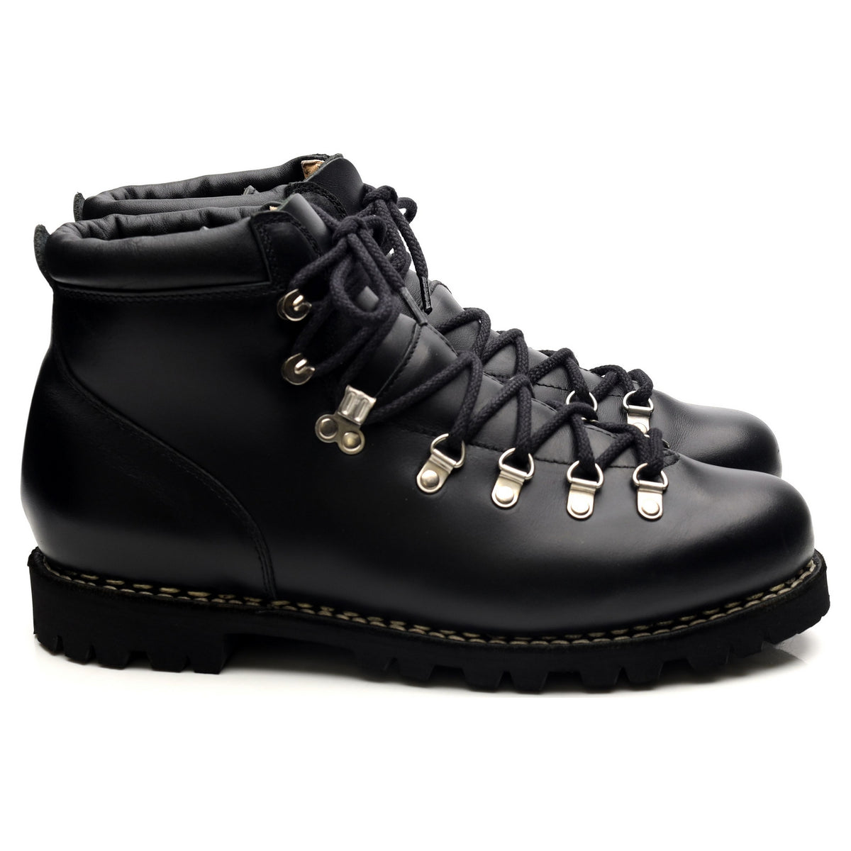 &#39;Avoriaz&#39; Black Leather Hiker Boots UK 10