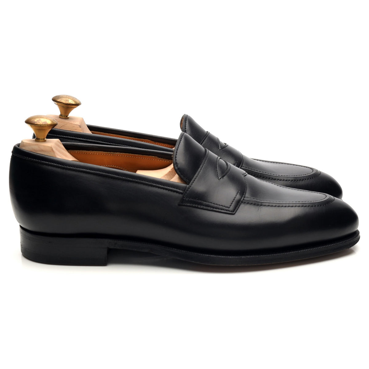 &#39;Piccadilly&#39; Black Leather Penny Loafers UK 6 E