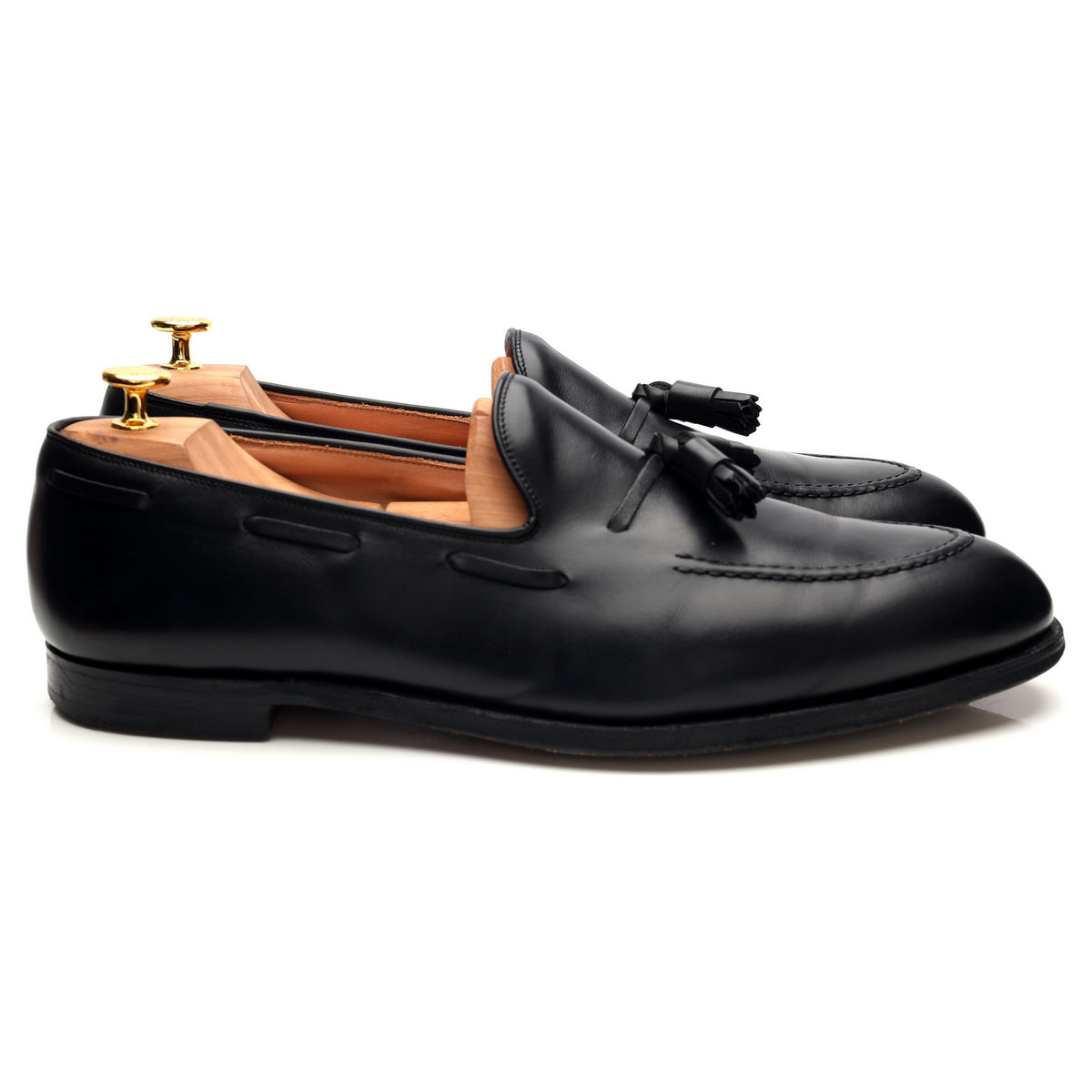 &#39;Cavendish 2&#39; Black Leather Tassel Loafers UK 12.5 E