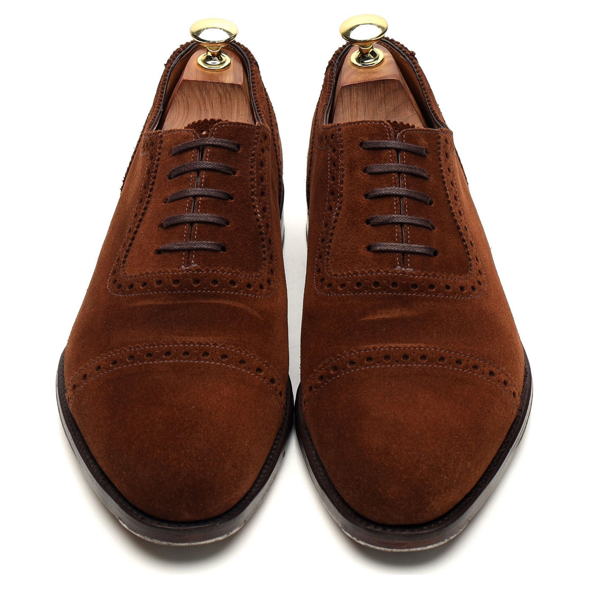 1880 Export Grade &#39;Trinity&#39; Snuff Brown Suede Oxford Brogues UK 7 F