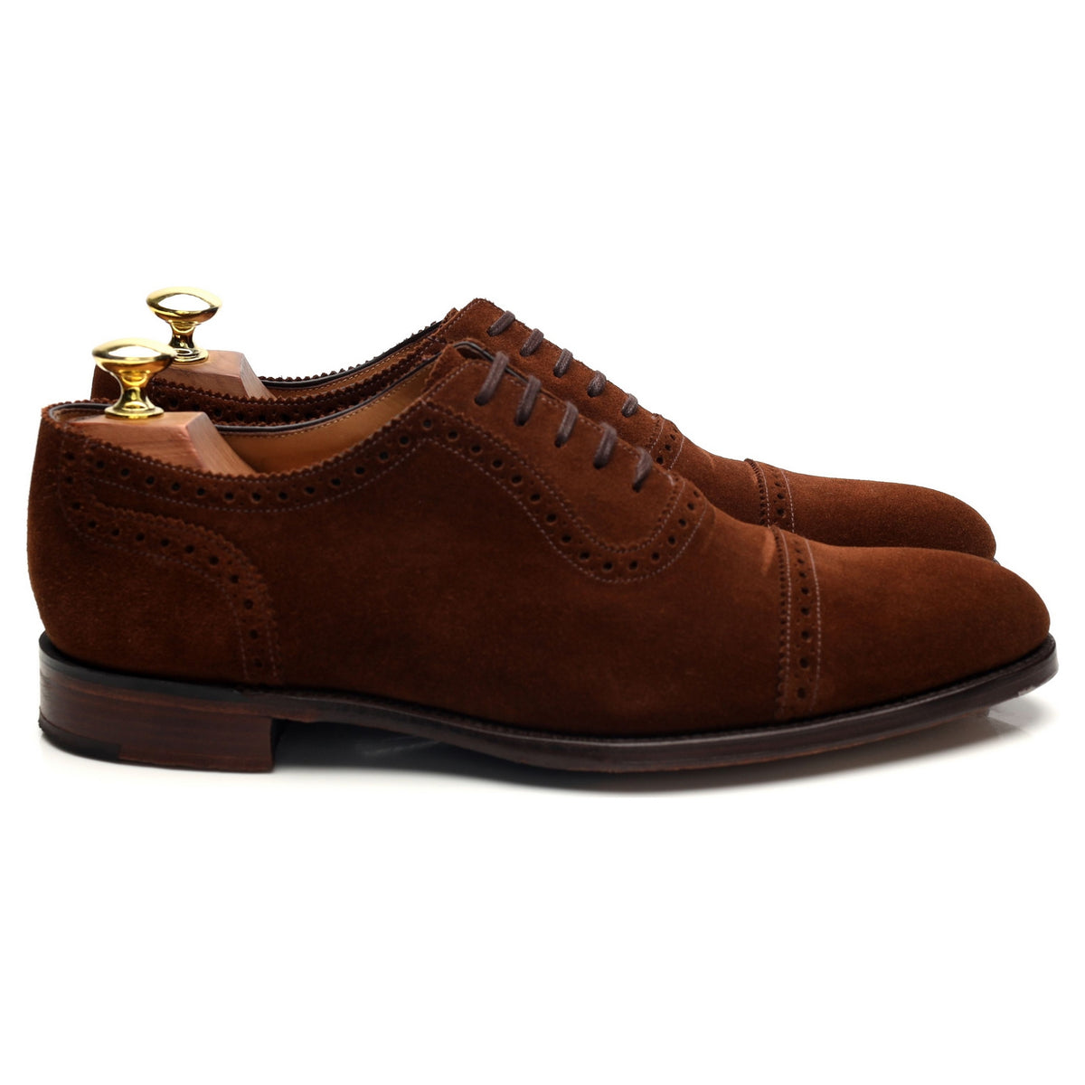 1880 Export Grade &#39;Trinity&#39; Snuff Brown Suede Oxford Brogues UK 7 F
