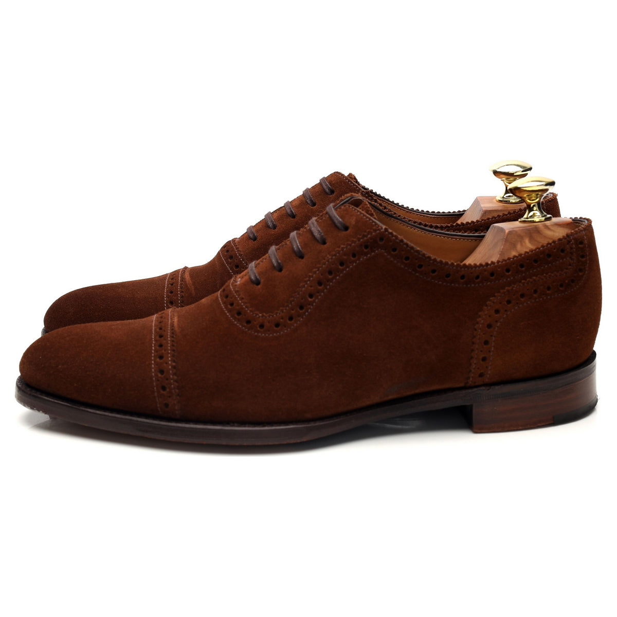 1880 Export Grade &#39;Trinity&#39; Snuff Brown Suede Oxford Brogues UK 7 F