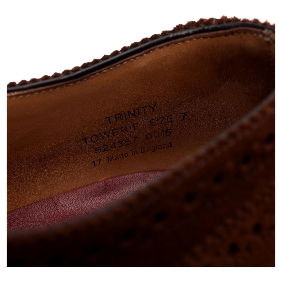 1880 Export Grade &#39;Trinity&#39; Snuff Brown Suede Oxford Brogues UK 7 F