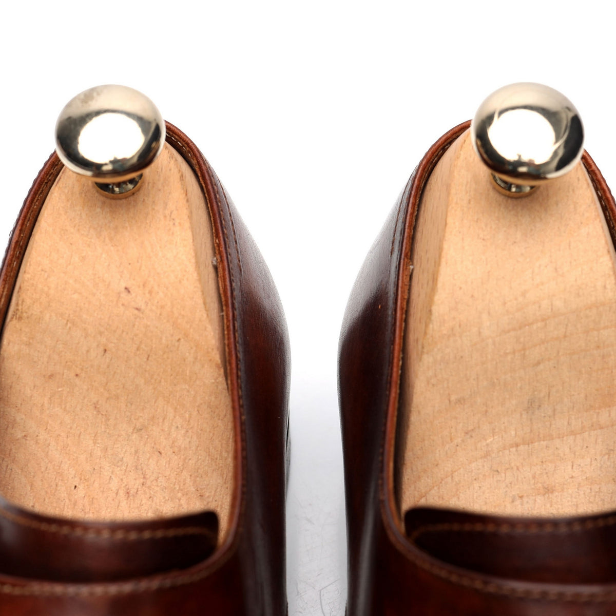 &#39;Rennan&#39; Tan Brown Patina Leather Double Monk Strap UK 8