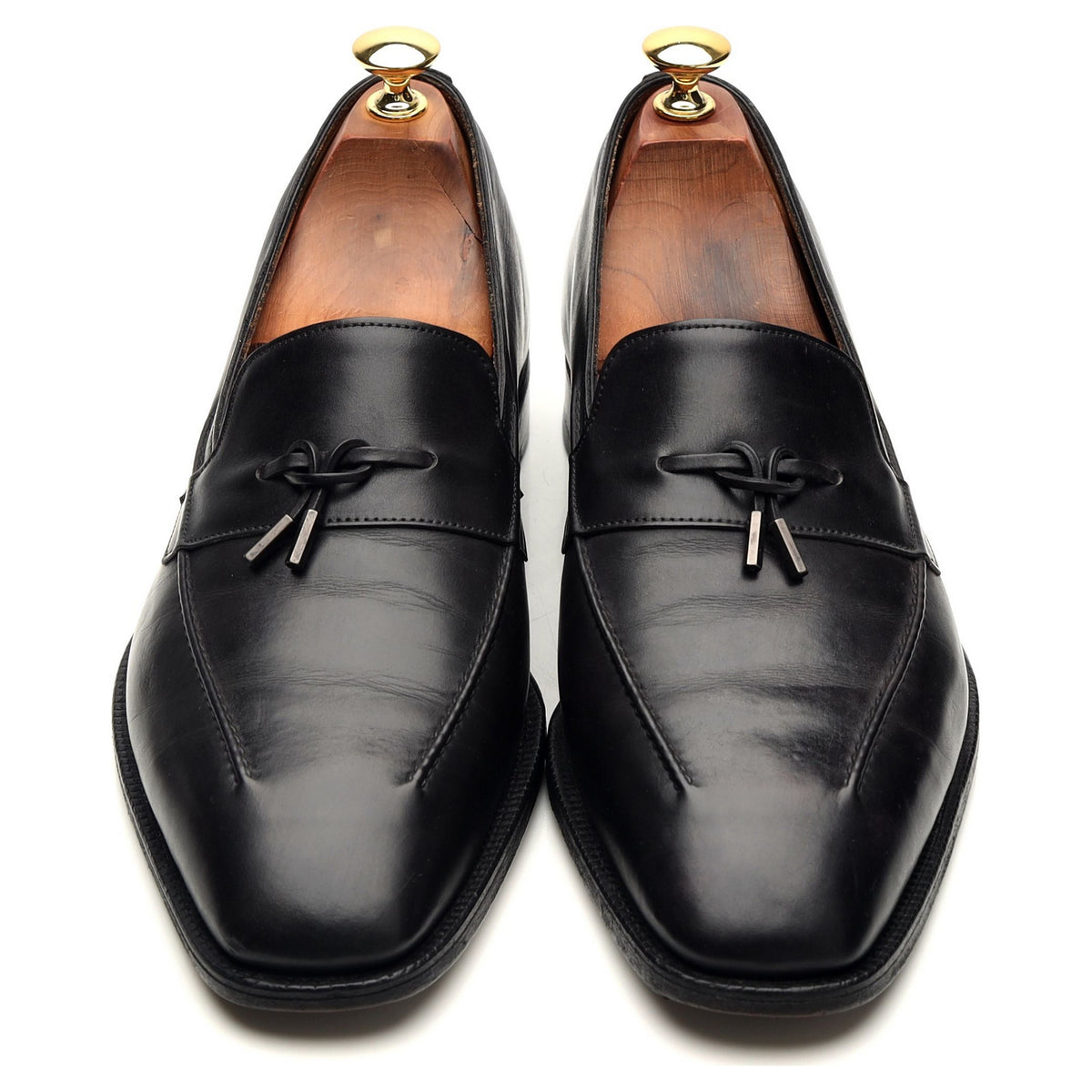 &#39;Foxton&#39; Black Leather String Loafers UK 9 E