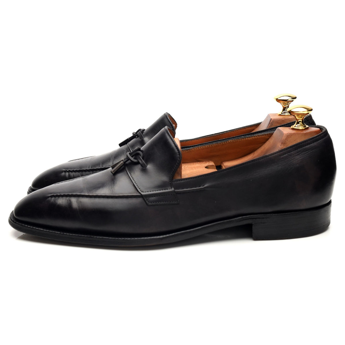 &#39;Foxton&#39; Black Leather String Loafers UK 9 E