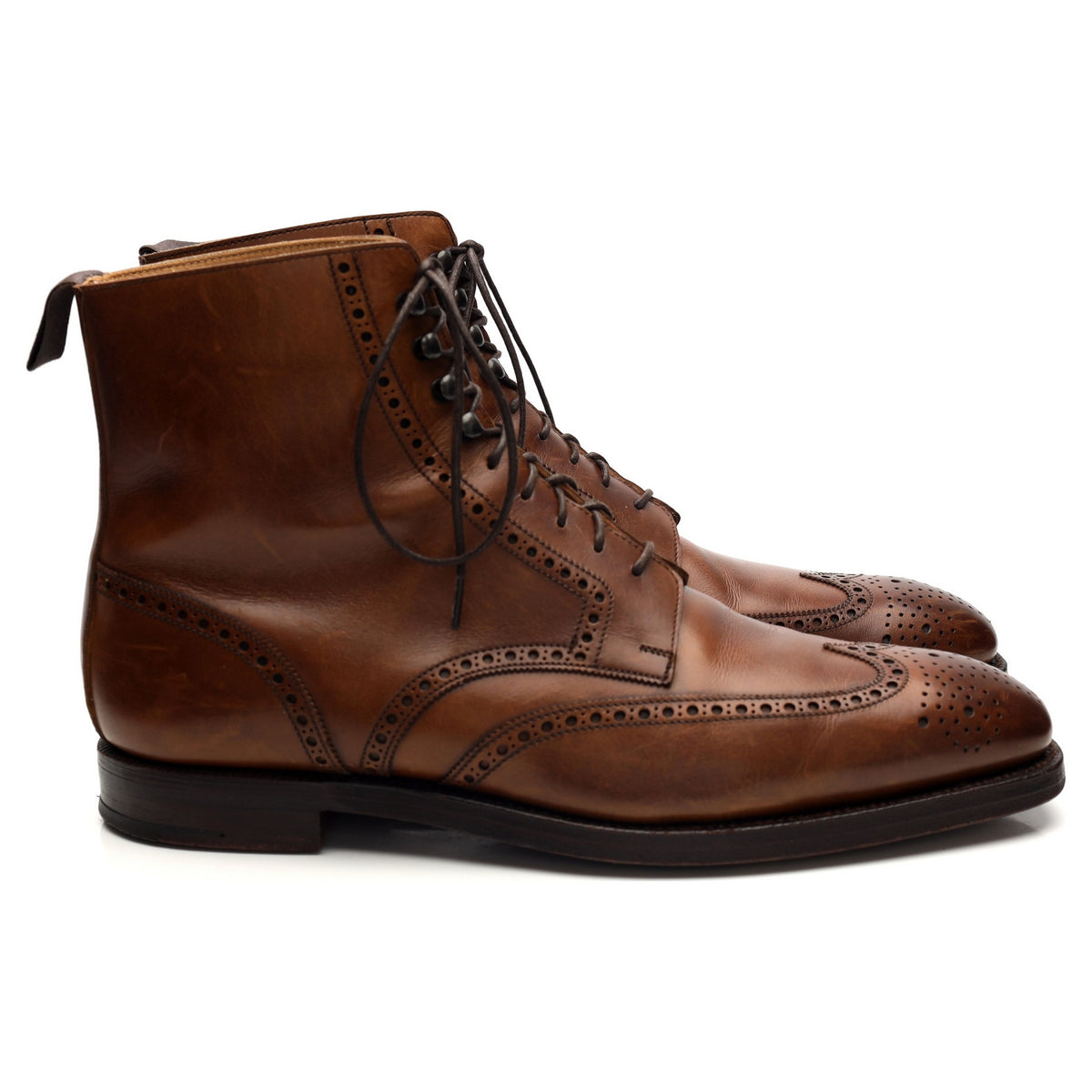&#39;Bryan&#39; Brown Leather Brogue Boots UK 7.5 E
