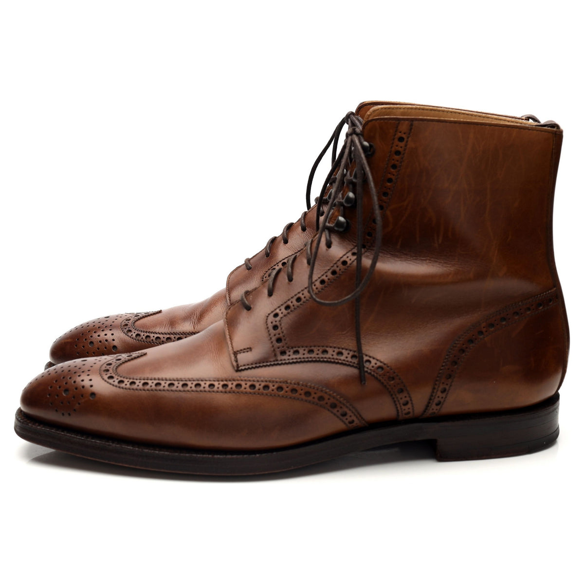 &#39;Bryan&#39; Brown Leather Brogue Boots UK 7.5 E