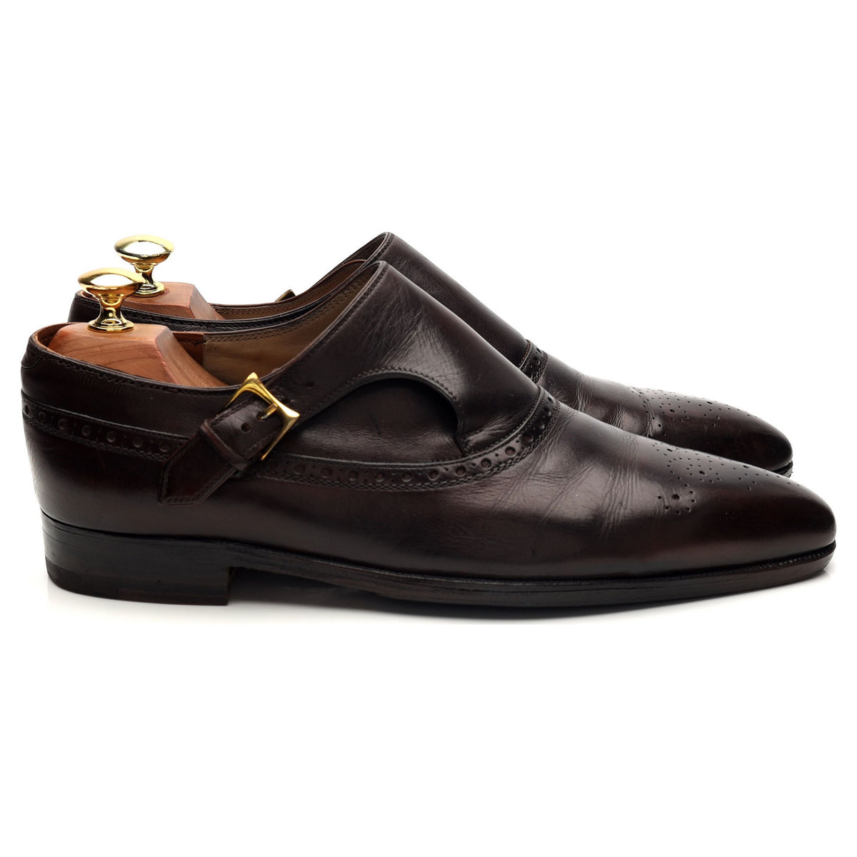 Dark Brown Leather Monk Strap UK 8.5