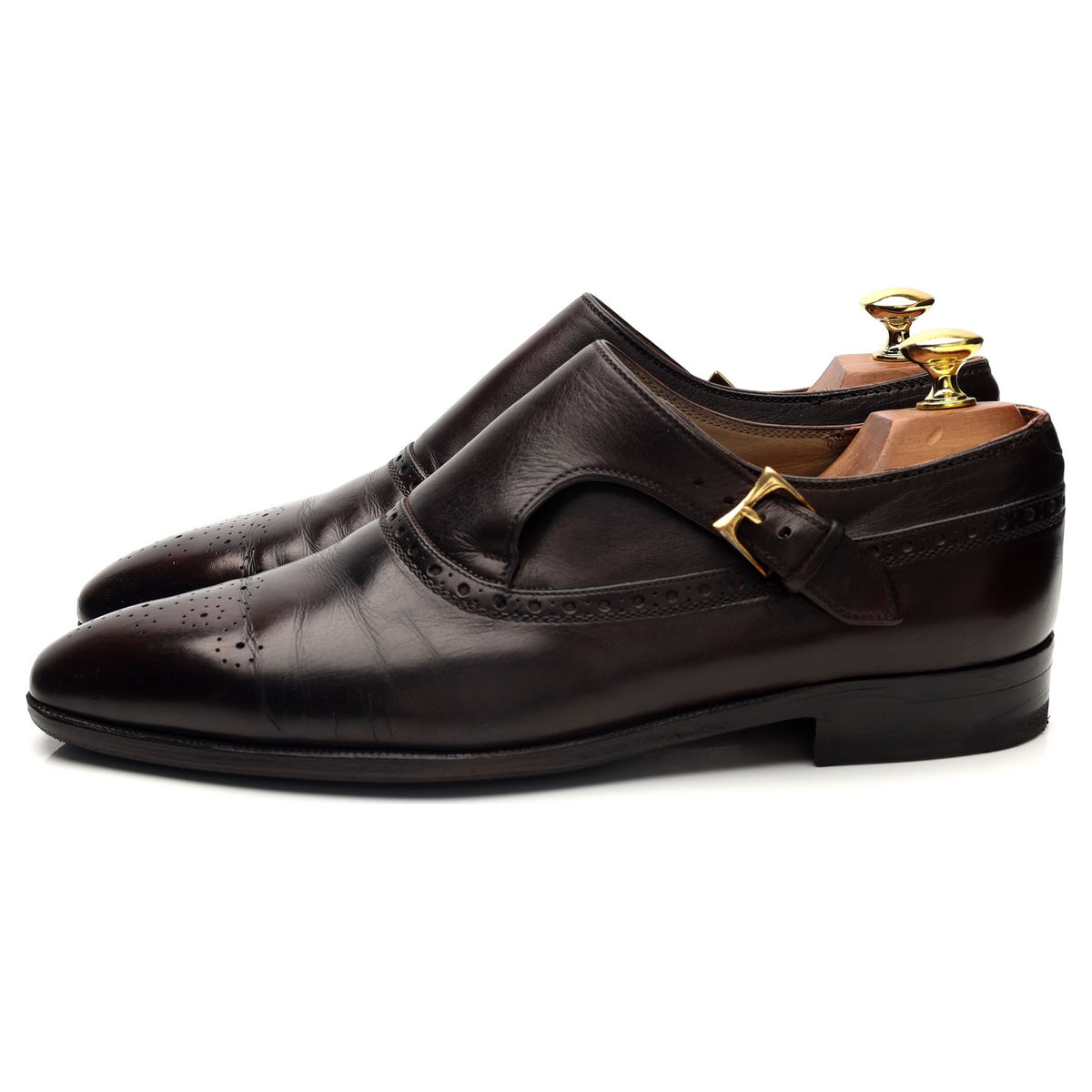 Dark Brown Leather Monk Strap UK 8.5