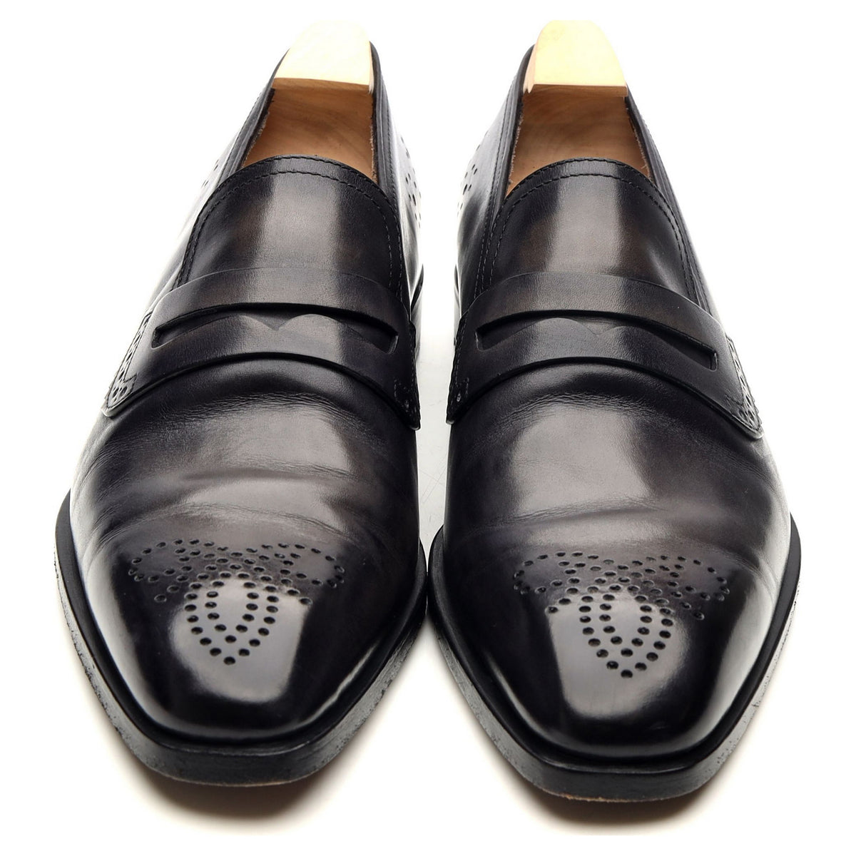 Black Patina Leather Loafers UK 8.5