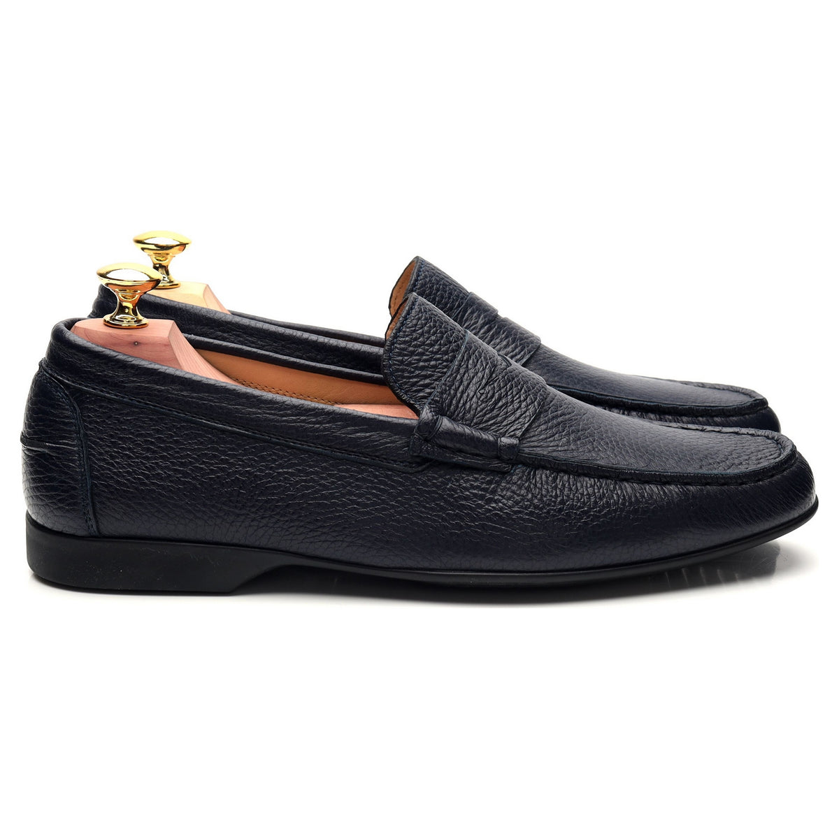 &#39;Genoa&#39; Navy Blue Grain Leather Driving Loafer UK 7 E