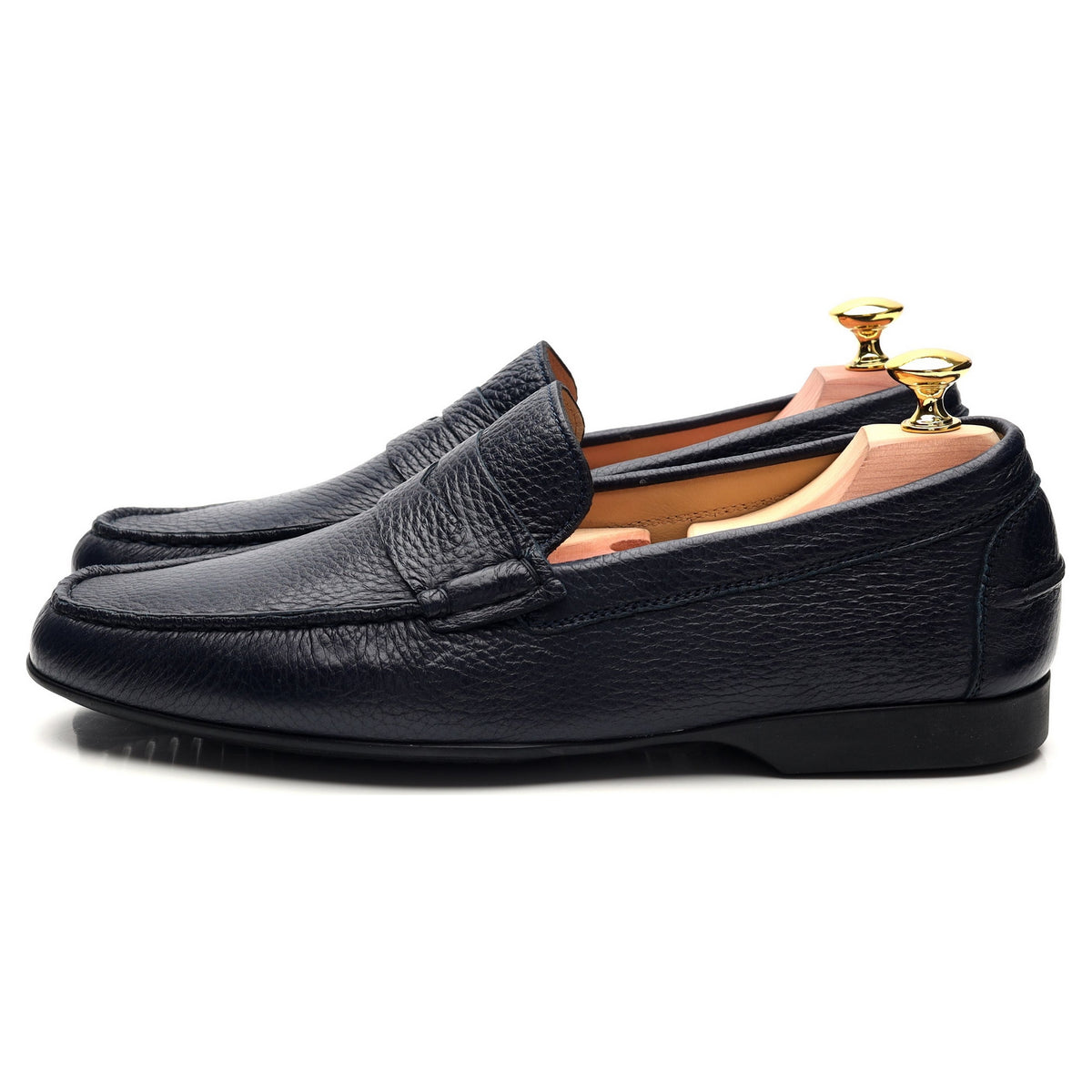 &#39;Genoa&#39; Navy Blue Grain Leather Driving Loafer UK 7 E