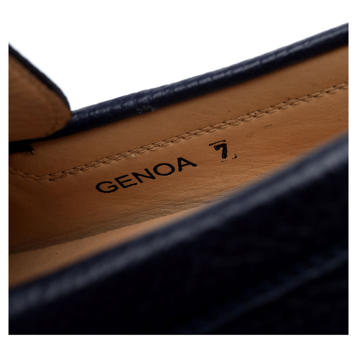 &#39;Genoa&#39; Navy Blue Grain Leather Driving Loafer UK 7 E