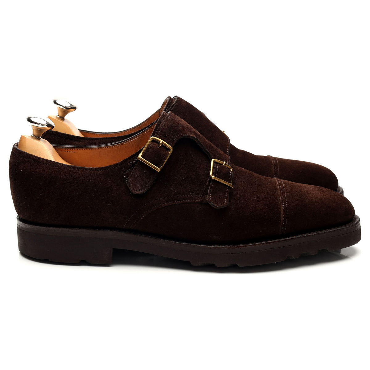 &#39;William&#39; Dark Brown Suede Double Monk Strap UK 7 E