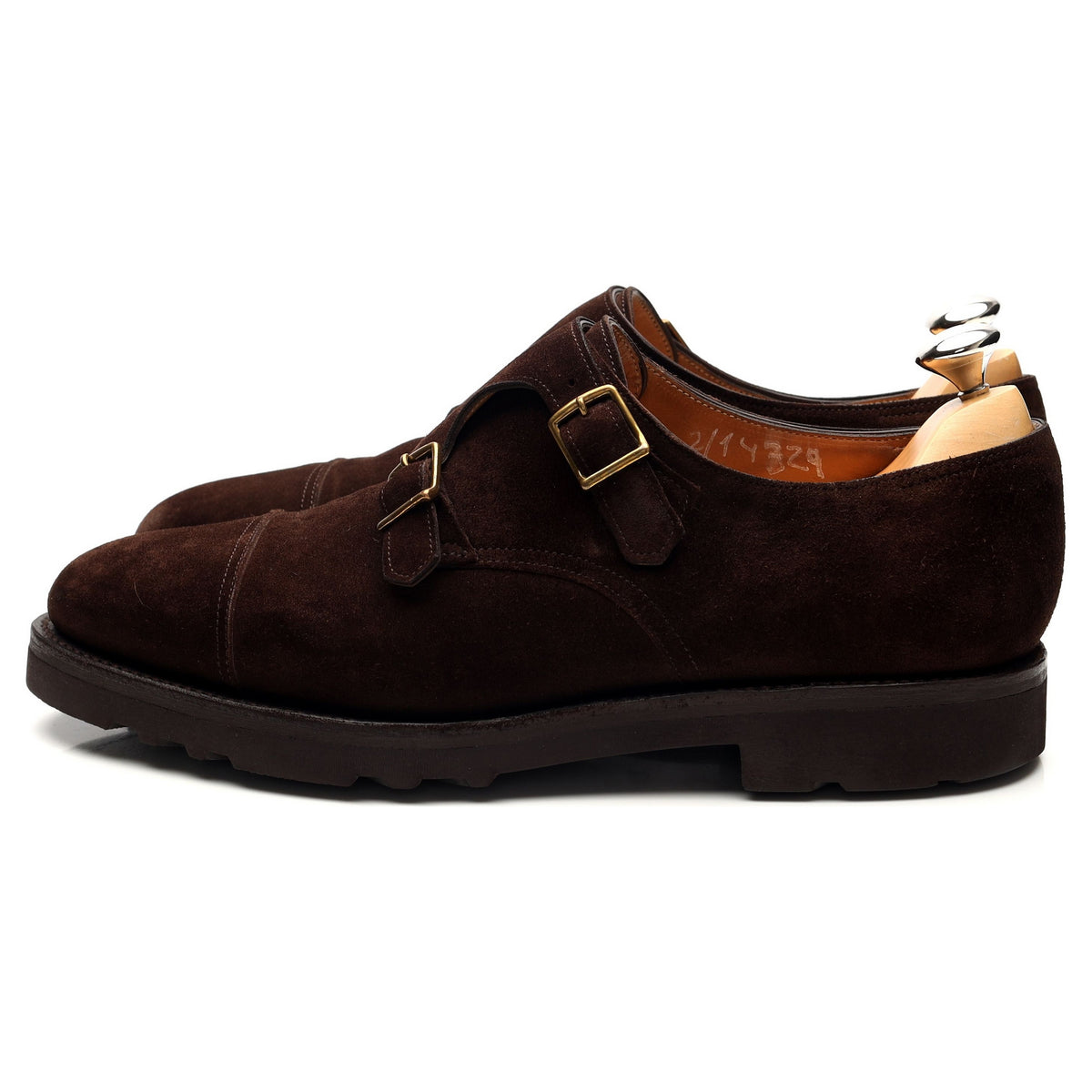 &#39;William&#39; Dark Brown Suede Double Monk Strap UK 7 E