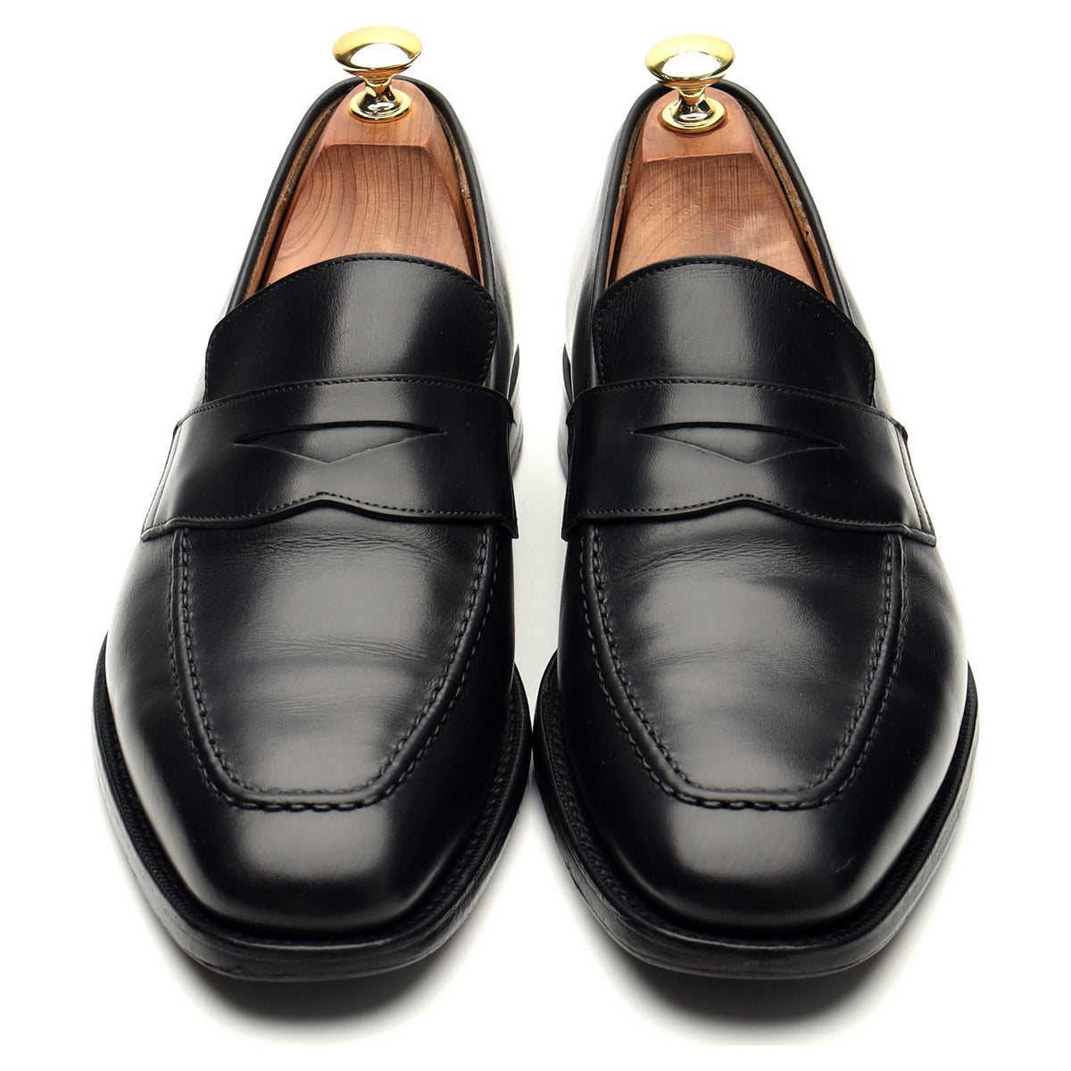 &#39;Hertford&#39; Black Leather Loafers UK 8 G