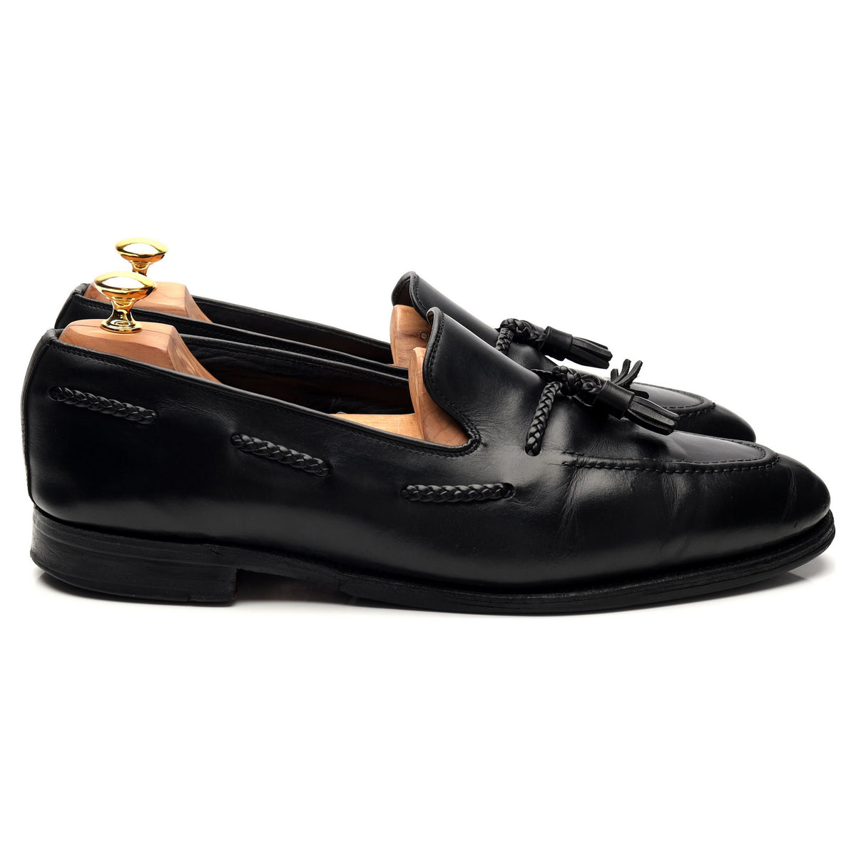 1880 &#39;Temple&#39; Black Leather Tassel Loafer UK 11 F