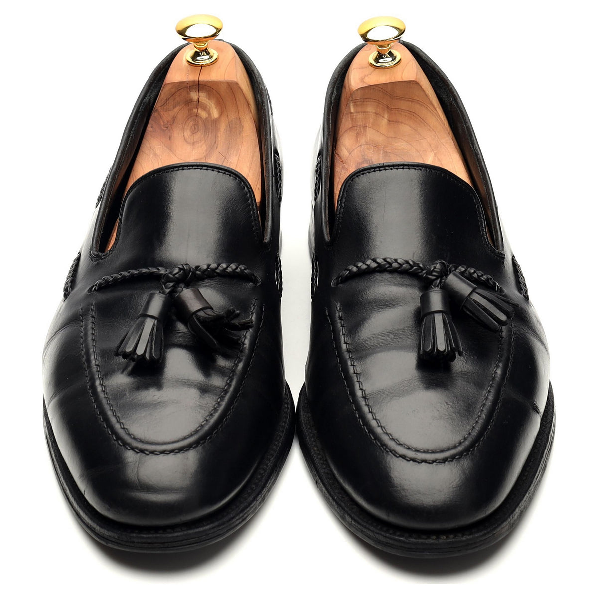 1880 &#39;Temple&#39; Black Leather Tassel Loafer UK 11 F