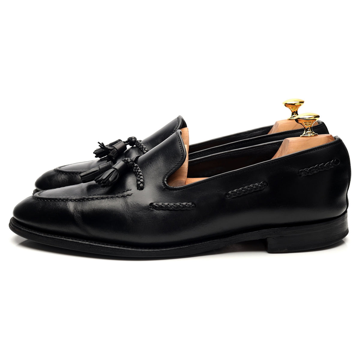 1880 &#39;Temple&#39; Black Leather Tassel Loafer UK 11 F