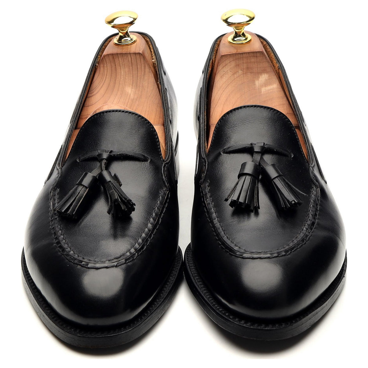 Black Leather Tassel Loafers 8 D UK 8.5