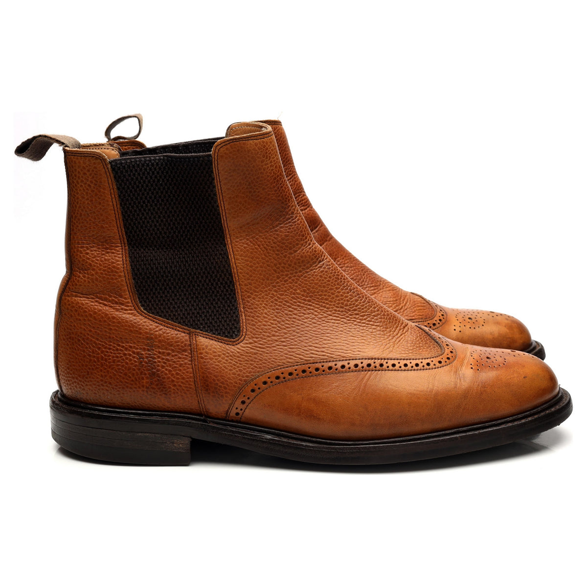 Tan Brown Grain Leather Chelsea Boot UK 10.5 F