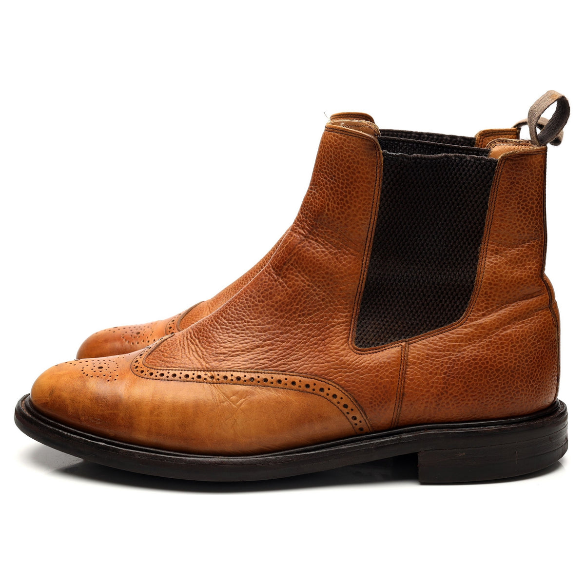 Tan Brown Grain Leather Chelsea Boot UK 10.5 F