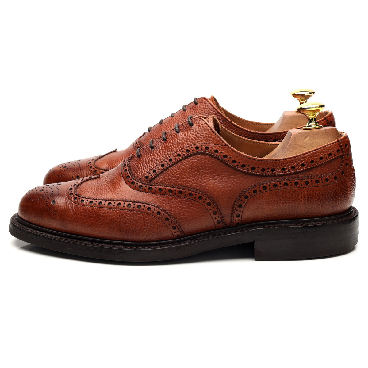 &#39;Hythe&#39; Tan Brown Grain Leather Oxford Brogue UK 8 F