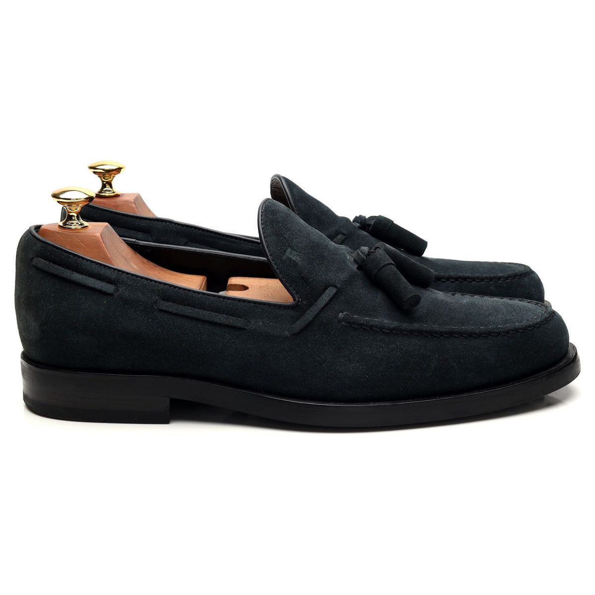 Navy Blue Suede Tassel Loafers UK 9