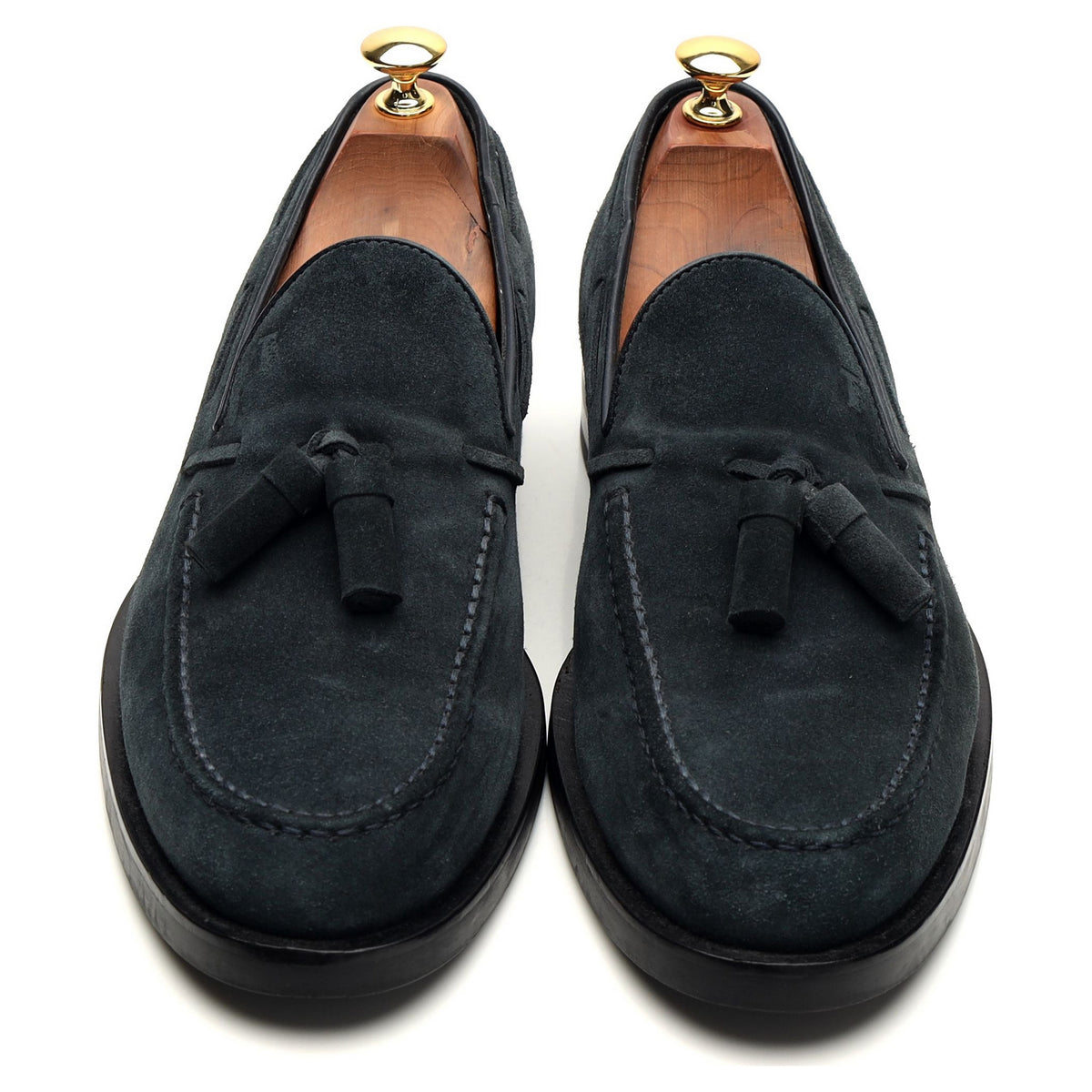 Navy Blue Suede Tassel Loafers UK 9