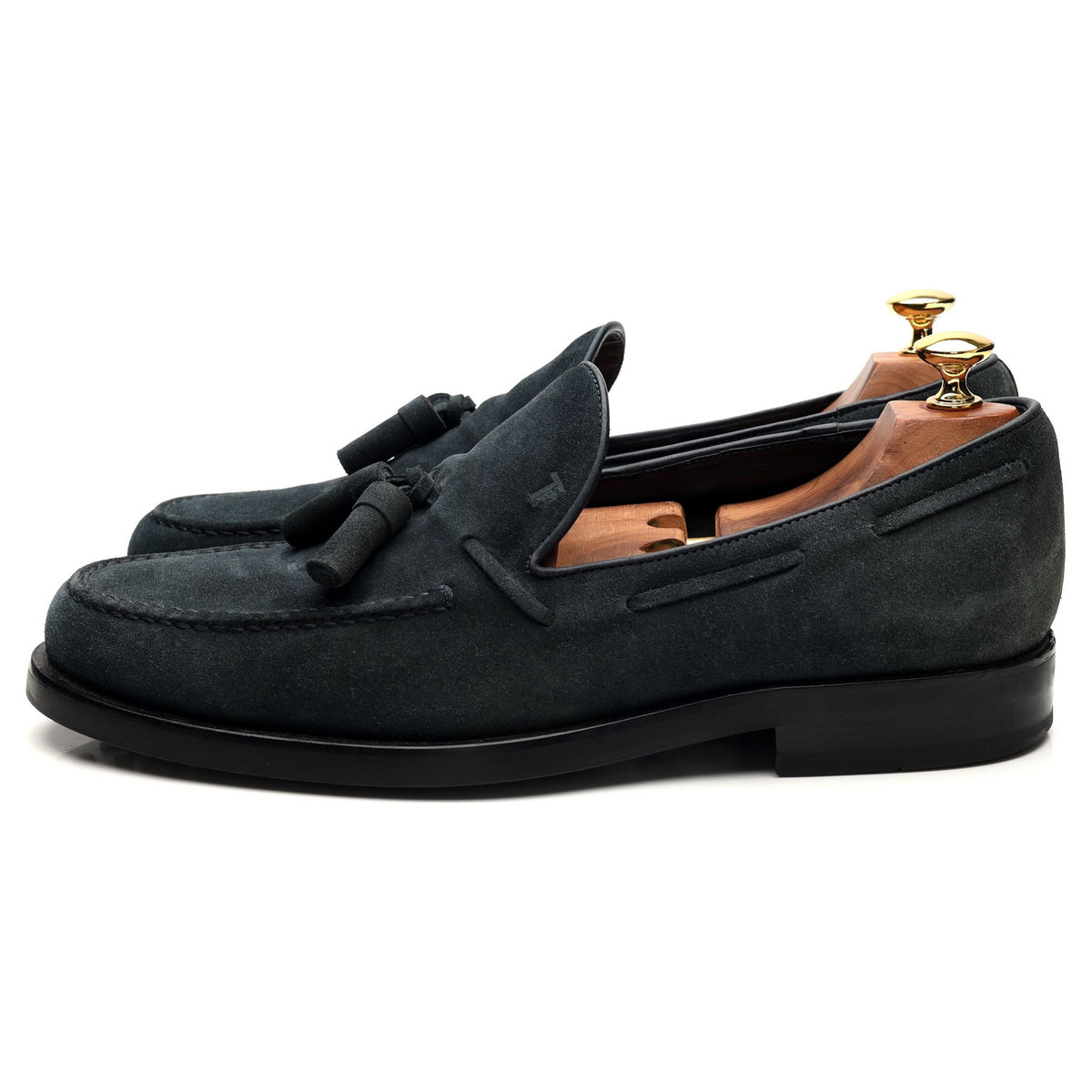 Navy Blue Suede Tassel Loafers UK 9