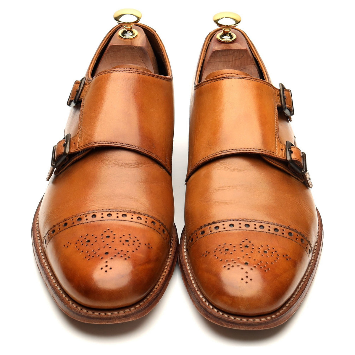 &#39;Ellery&#39; Tan Brown Leather Double Monk Strap UK 8 F