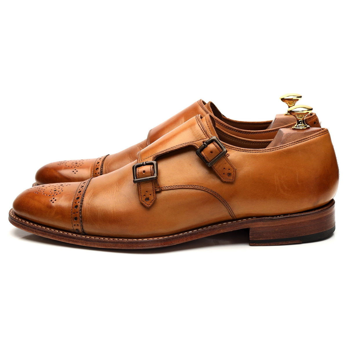 &#39;Ellery&#39; Tan Brown Leather Double Monk Strap UK 8 F