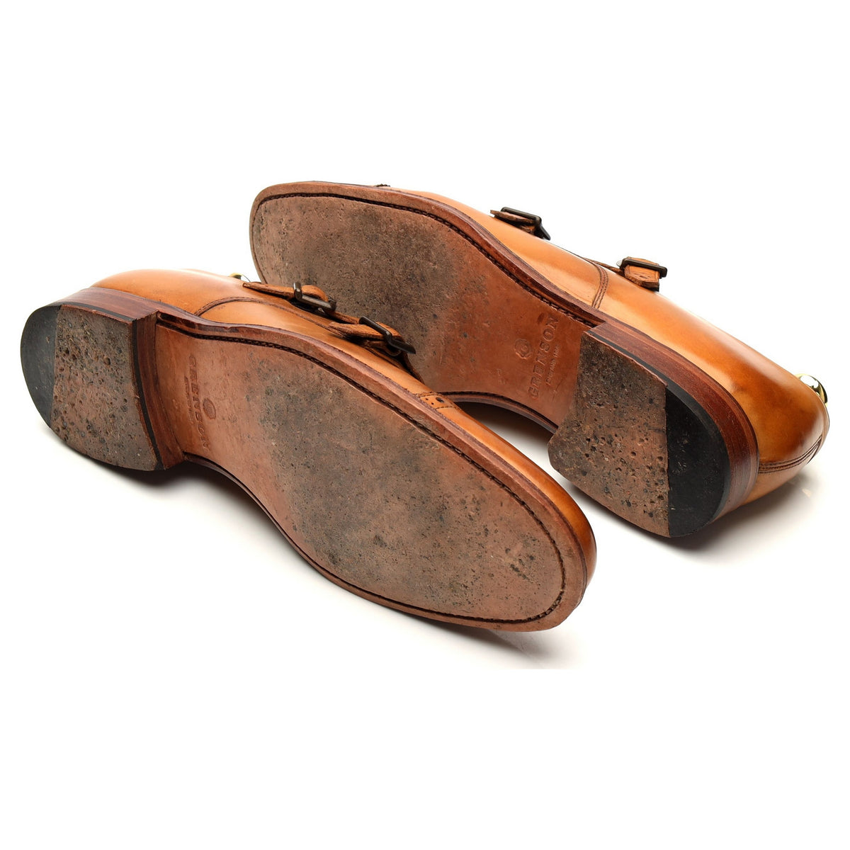 &#39;Ellery&#39; Tan Brown Leather Double Monk Strap UK 8 F