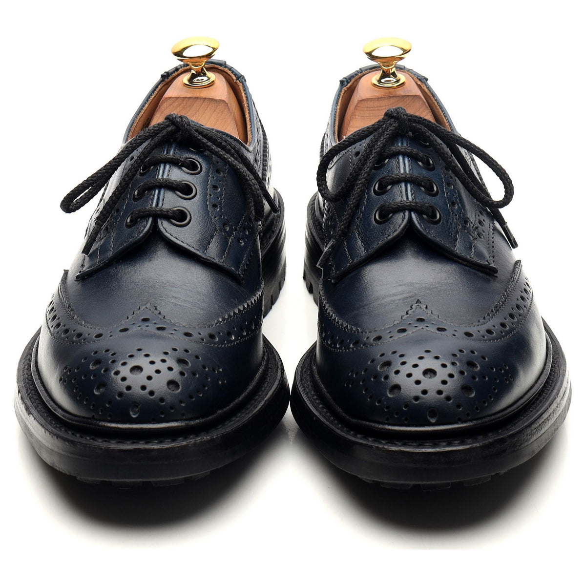 &#39;Bourton&#39; Navy Blue Leather Derby Brogues UK 6