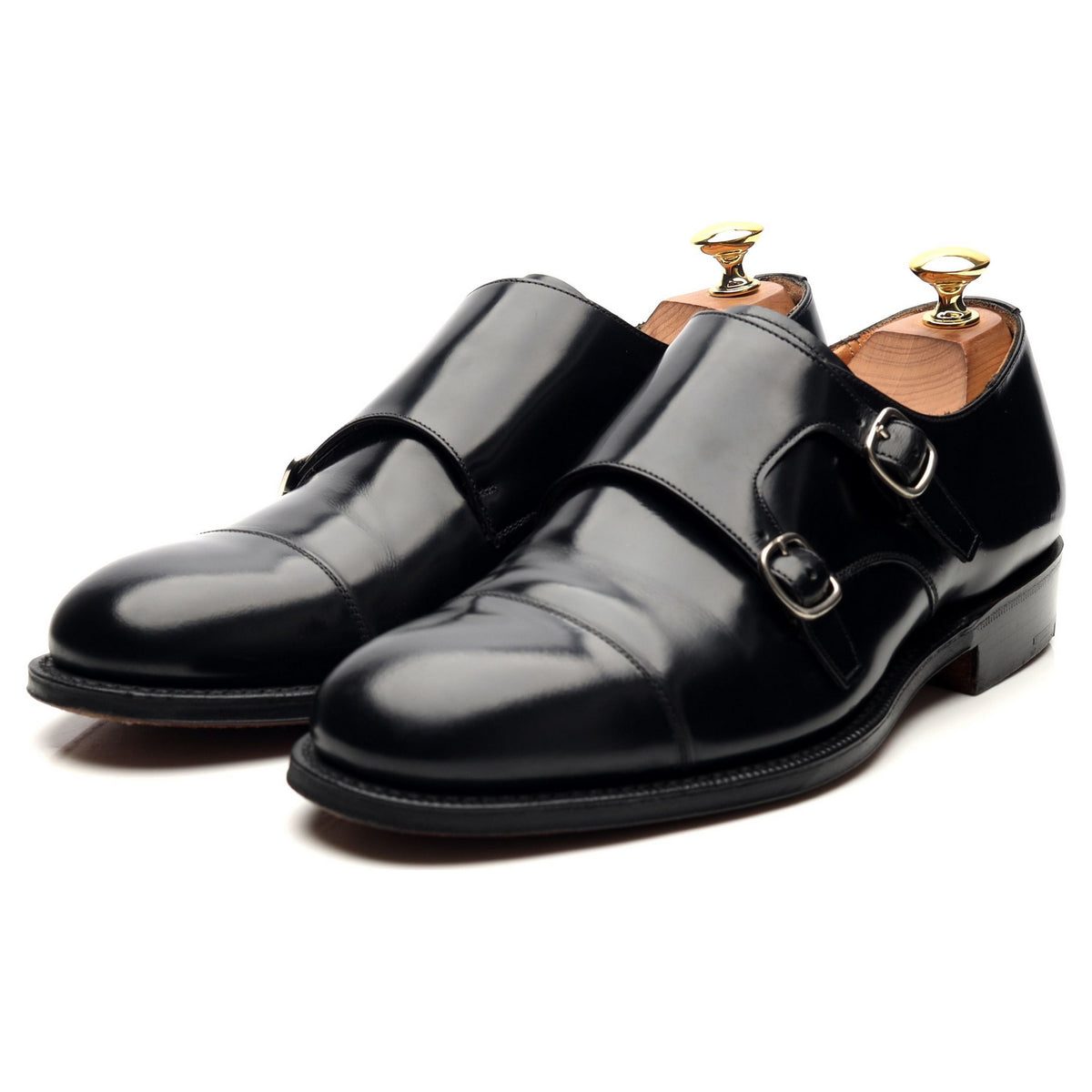 &#39;Cowes&#39; Black Leather Double Monk UK 6.5 G