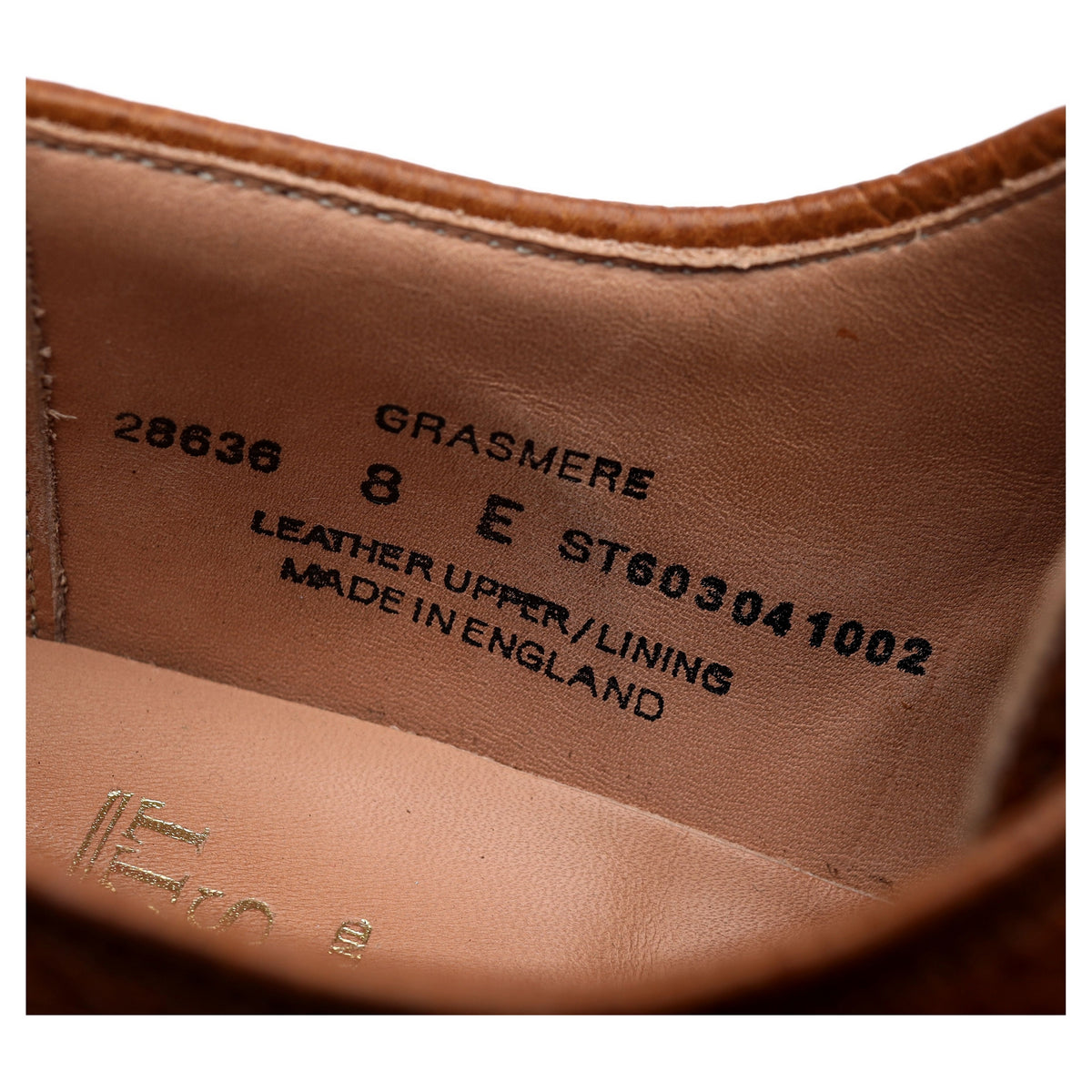 &#39;Grasmere&#39; Tan Brown Grain Leather Derby UK 8 E