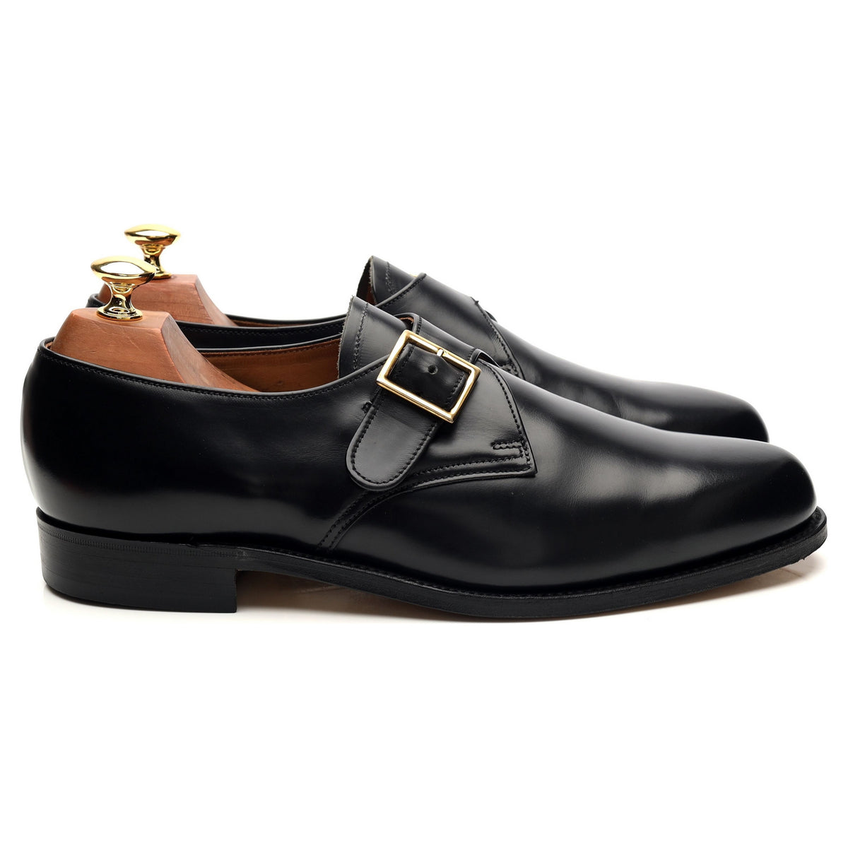 &#39;Eden&#39; Black Leather Single Monk Strap UK 9 FX