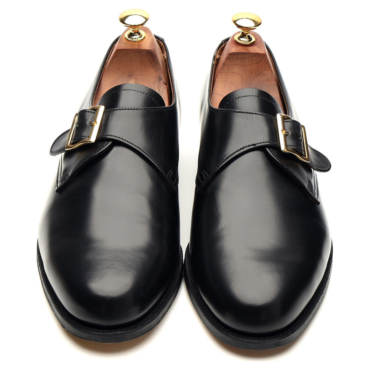 &#39;Eden&#39; Black Leather Single Monk Strap UK 9 FX