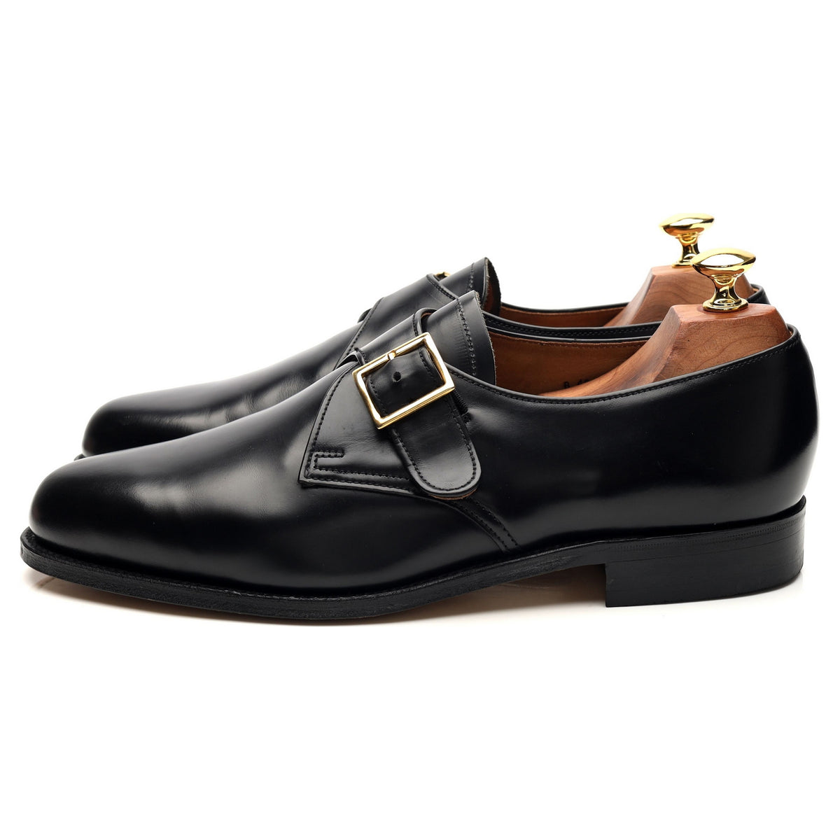 &#39;Eden&#39; Black Leather Single Monk Strap UK 9 FX