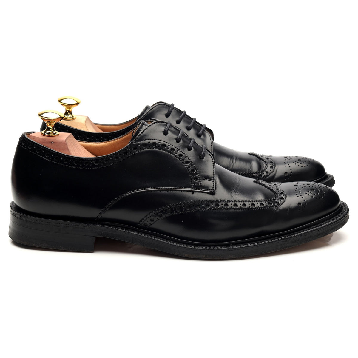 &#39;Munich&#39; Black Leather Oxford Brogue UK 7 F