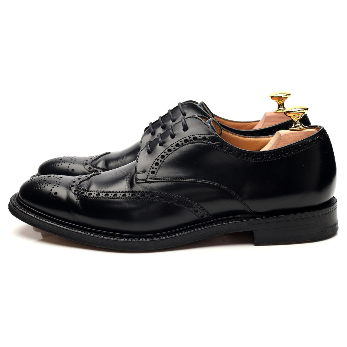 &#39;Munich&#39; Black Leather Oxford Brogue UK 7 F