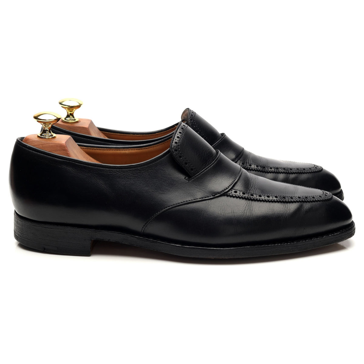 Black Leather Slip On Loafers UK 8.5 E