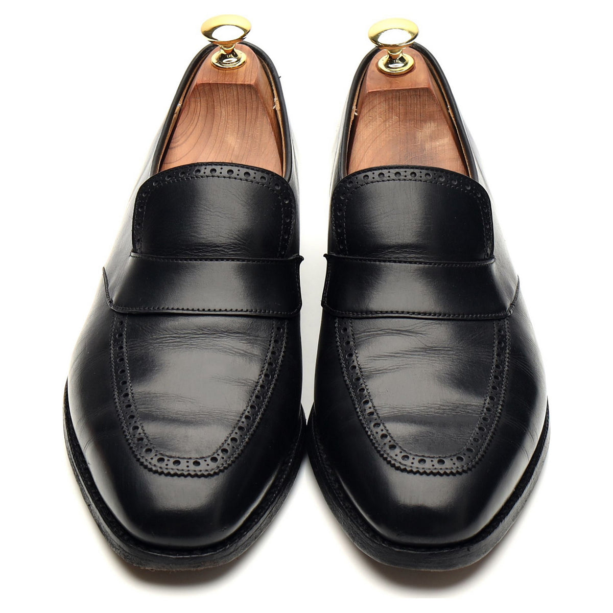 Black Leather Slip On Loafers UK 8.5 E